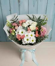 Букет цветов из:  Розы, Лизиантусы и Хризантемы в Дроздово