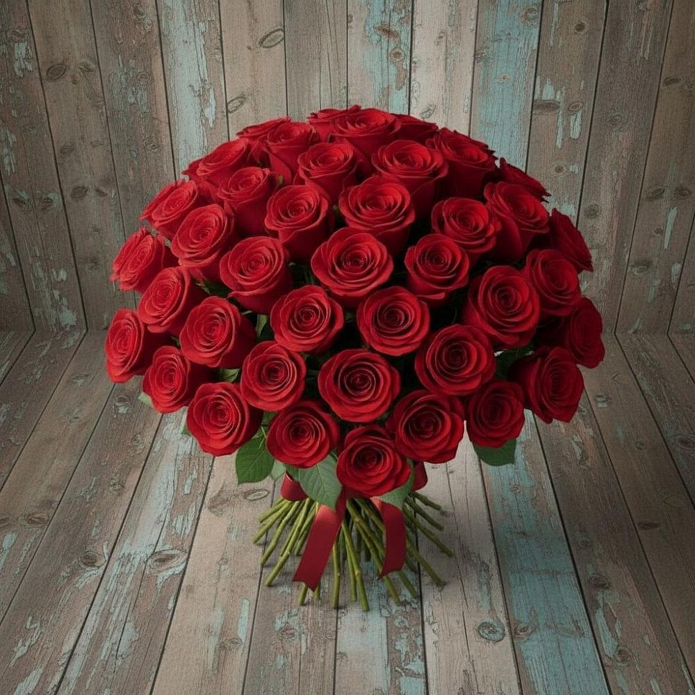 Букет 55 Красных роз Фридом в Дроздово