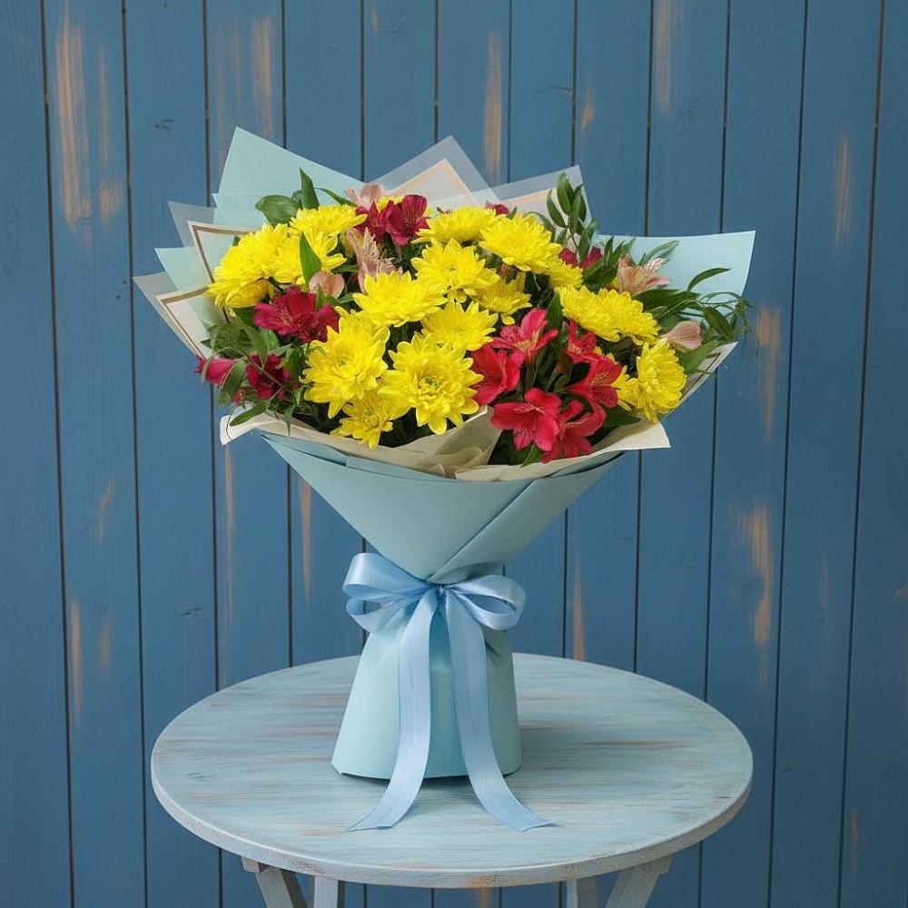 Букет цветов из: Альстромерии и Хризантемы в Дроздово