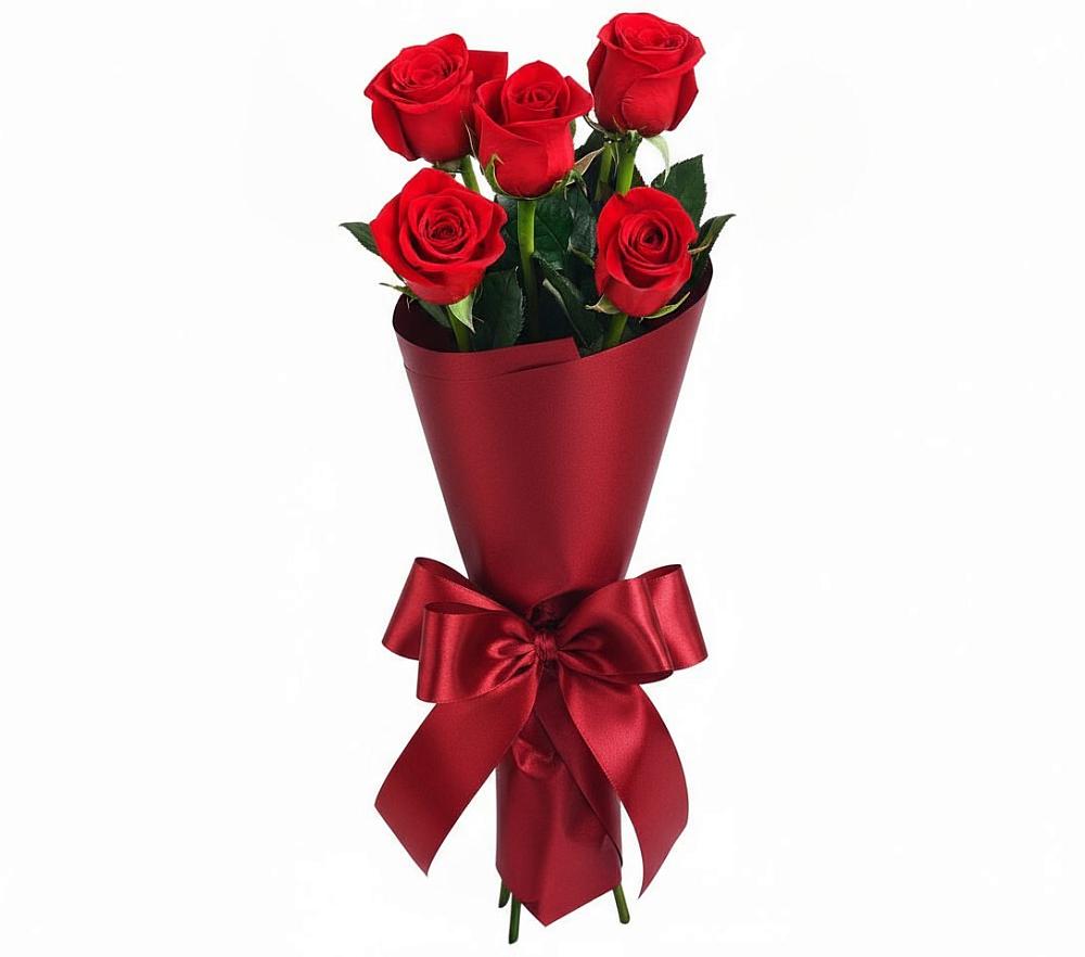 Букет 5 Красных роз Эдлесс Лав в Дроздово