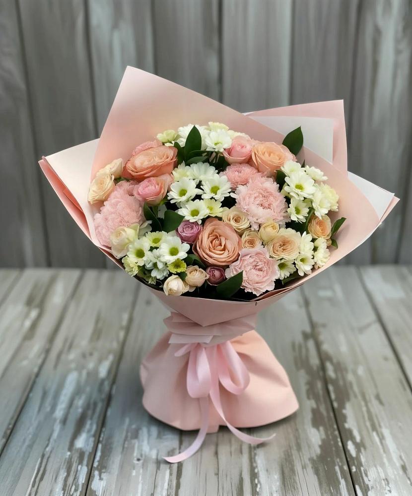 Букет цветов из: Гвоздики, Розы и Хризантемы в Дроздово