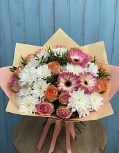 Букет цветов из:  Розы, Герберы и Хризантемы в Дроздово