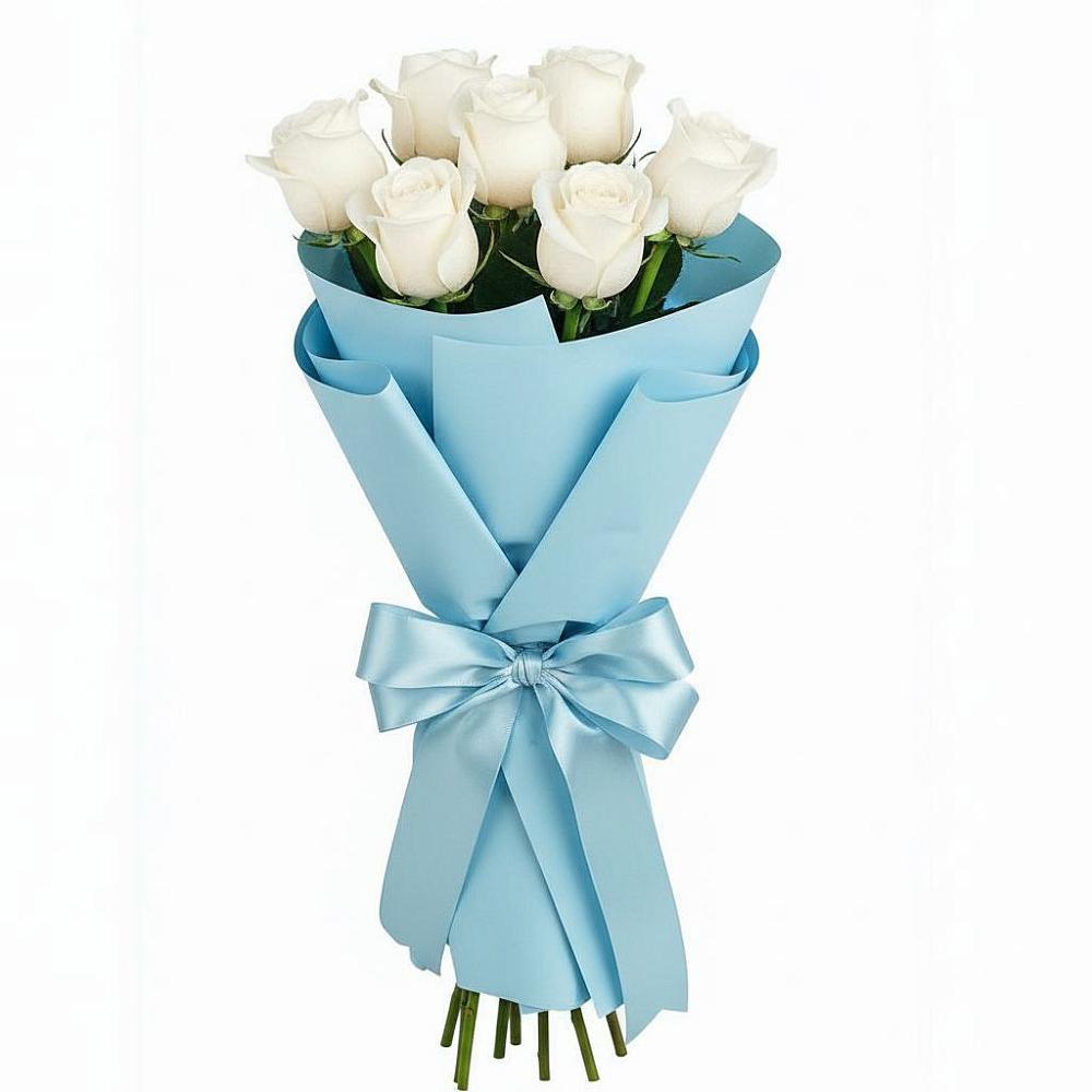 Букет 7 белых роз Проуд в Дроздово