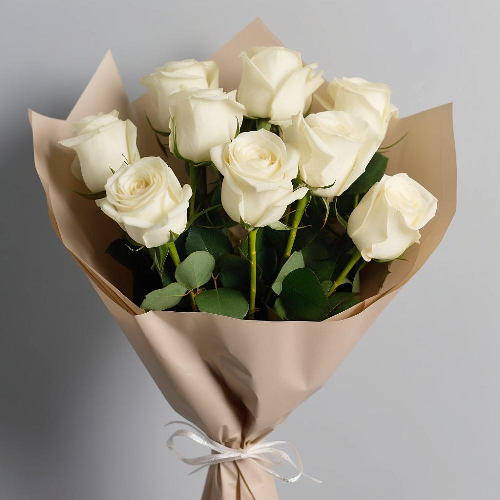 Букет 9 Белых роз Эдлесс Лав в Дроздово