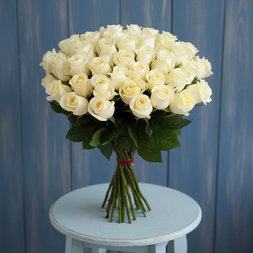 Букет 51 Белая роза Эдлесс Лав в Дроздово