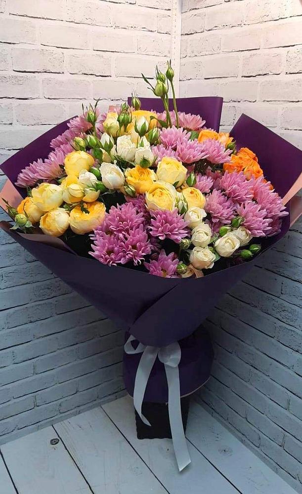 Букет цветов из: Хризантемы и Розы в Дроздово
