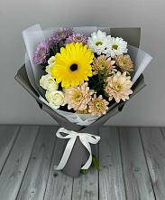 Букет цветов из:  Розы, Герберы и Хризантемы в Дроздово