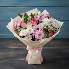 Букет цветов из:  Хризантемы, Альстромерии и Розы в Дроздово