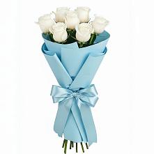 Букет 7 белых роз Проуд в Дроздово