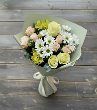 Букет цветов из:  Альстромерии, Розы и Хризантемы в Дроздово