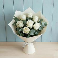 Букет Белые розы в Эвкалипте #REPLACE_PRED# Дроздово